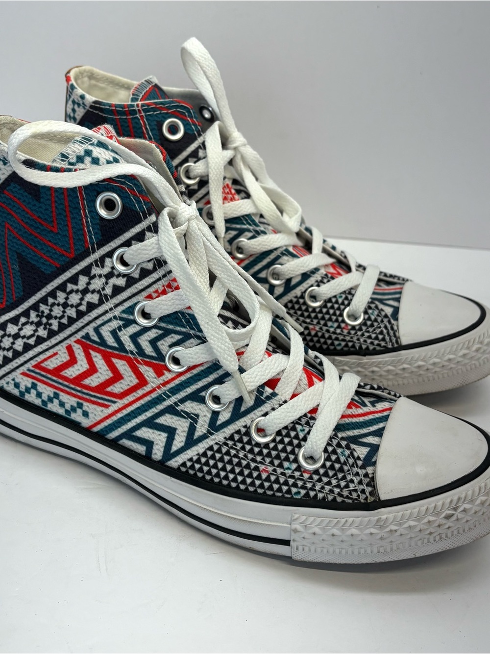 Converse Shoes M 6/W 8 Tribal Chevron Leather Chuck High Top Festival Geometric - Picture 2 of 9